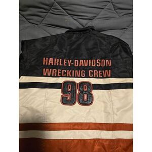 Harley-Davidson Wrecking Crew Jacket 98 Women's Size L Black/White/Orange Zipper